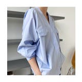 立体デザインが着るだけで大人の抜け感を作るコットンシャツ Vネック 飾りポケット | maison de LATIR | 詳細画像9