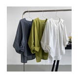 ランタンスリーブが可愛いコットンシャツ Uネック アシンメトリー | maison de LATIR | 詳細画像9