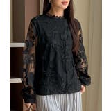 華やかな存在感を漂わせるフラワー刺繍レース長袖ブラウス ハイネック 裏地付き | maison de LATIR | 詳細画像2 