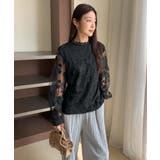 華やかな存在感を漂わせるフラワー刺繍レース長袖ブラウス ハイネック 裏地付き | maison de LATIR | 詳細画像5 