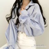 ぎゅっと絞ったカフスデザインが可愛い大人めブラウス ストライプ カジュアル | maison de LATIR | 詳細画像1