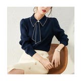 エレガントなバイカラーボウタイデザインブラウス 冬 外国風 | maison de LATIR | 詳細画像38 