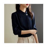 ボタンデザインが上品なスタンドネックシフォンブラウス 夏 夏 | maison de LATIR | 詳細画像3