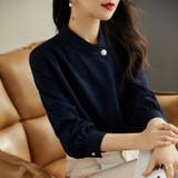 ボタンデザインが上品なスタンドネックシフォンブラウス 夏 夏 | maison de LATIR | 詳細画像1