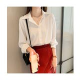 幅広い着こなしが楽しめるシンプルボタンデザインシャツ 秋 無地 | maison de LATIR | 詳細画像2