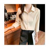 幅広い着こなしが楽しめるシンプルボタンデザインシャツ 秋 無地 | maison de LATIR | 詳細画像3