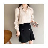 幅広い着こなしが楽しめるシンプルボタンデザインシャツ 秋 無地 | maison de LATIR | 詳細画像4