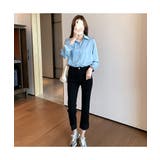 幅広い着こなしが楽しめるシンプルボタンデザインシャツ 秋 無地 | maison de LATIR | 詳細画像7