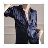 光沢感が上品なストライプデザイン長袖シャツ 秋 縦縞 | maison de LATIR | 詳細画像6