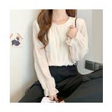 シフォン素材が女性らしいシャーリングブラウス 長袖 夏 | maison de LATIR | 詳細画像4