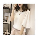 きれいめコーデと相性抜群のとろみスリットネックブラウス 上品 フレアスリーブ | maison de LATIR | 詳細画像3 