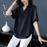 コーデをシックに仕上げるシアースリーブシフォンブラウス 冬 黒 | maison de LATIR | 詳細画像1 