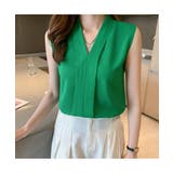 エレガントなコーデに仕上がるノースリーブシフォンブラウス Vネック 秋 | maison de LATIR | 詳細画像16