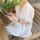フロントのリボンで可愛らしさを演出する花柄刺繍レースブラウス プルオーバー | maison de LATIR | 詳細画像1