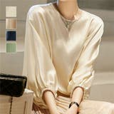 上品な光沢が女性らしいサテンドルマンスリーブブラウス プルオーバー 長袖 | maison de LATIR | 詳細画像1
