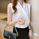 一枚で上品、重ねて今っぽくノースリーブシャーリングブラウス オフィス オフィスカ… | maison de LATIR | 詳細画像2 