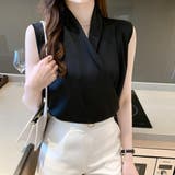 一枚で上品、重ねて今っぽくノースリーブシャーリングブラウス オフィス オフィスカ… | maison de LATIR | 詳細画像5 