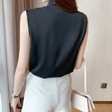 一枚で上品、重ねて今っぽくノースリーブシャーリングブラウス オフィス オフィスカ… | maison de LATIR | 詳細画像6 