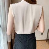 一枚で上品、重ねて今っぽくノースリーブシャーリングブラウス オフィス オフィスカ… | maison de LATIR | 詳細画像9 