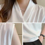 一枚で上品、重ねて今っぽくノースリーブシャーリングブラウス オフィス オフィスカ… | maison de LATIR | 詳細画像15 