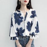 シックなカラーが大人っぽいバルーンスリーブ花柄シフォンブラウス 夏 夏 | maison de LATIR | 詳細画像2