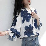 シックなカラーが大人っぽいバルーンスリーブ花柄シフォンブラウス 夏 夏 | maison de LATIR | 詳細画像4