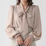 ベージュ | バルーン袖が女性らしいボウタイリボンブラウス 長袖 リボン | maison de LATIR