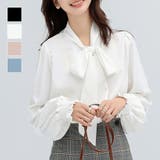 バルーン袖が女性らしいボウタイリボンブラウス 長袖 リボン | maison de LATIR | 詳細画像1