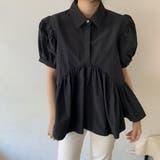 レトロな大人可愛いパフスリーブペプラシャツ トップス ブラウス | maison de LATIR | 詳細画像10 