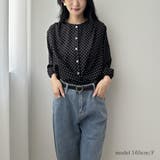 上品さと可愛さをそなえたノーカラーピンドット柄ブラウス 長袖 冬 | maison de LATIR | 詳細画像2 