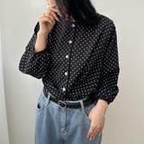 上品さと可愛さをそなえたノーカラーピンドット柄ブラウス 長袖 冬 | maison de LATIR | 詳細画像3 