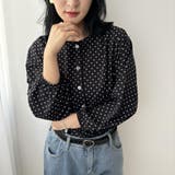 上品さと可愛さをそなえたノーカラーピンドット柄ブラウス 長袖 冬 | maison de LATIR | 詳細画像5 