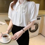 オフィスシーンを華やかにする半袖ボウタイシャツ ジャケットコーデ レイヤード | maison de LATIR | 詳細画像5