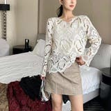 スタイリングを華やかに彩る長袖クロシェ編みトップス クルーネック 鍵編み | maison de LATIR | 詳細画像4