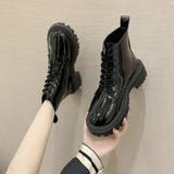 エナメル | 大人可愛いスタイルと相性抜群！レースアップショートブーツ 冬 ７ホール | maison de LATIR