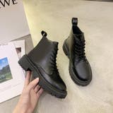 スムース | 大人可愛いスタイルと相性抜群！レースアップショートブーツ 冬 ７ホール | maison de LATIR