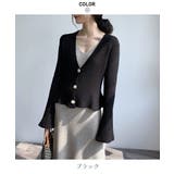 女性らしさを引き立てるペプラムVネックニットカーディガン ショートカーディガン | maison de LATIR | 詳細画像11