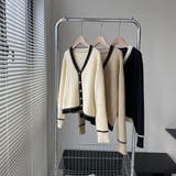 洗練された上品さを漂わせる配色Vネックショートカーディガン 羽織り | maison de LATIR | 詳細画像5