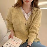 イエロー | 絶妙なゆるさがおしゃれなワイドリブVネックカーディガン ニット 夏 | maison de LATIR
