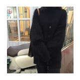 ブラック | 暖かくて女性らしい印象のシャギーニットVネックカーディガン 羽織り 防寒 | maison de LATIR