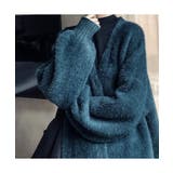 ブルー | 暖かくて女性らしい印象のシャギーニットVネックカーディガン 羽織り 防寒 | maison de LATIR