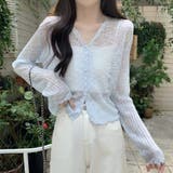 ブルー | シースルー長袖カーディガン カーディガン シースルー | maison de LATIR