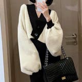 大人可愛いふわふわモヘアタッチのショート丈ボリュームスリーブカーディガン | maison de LATIR | 詳細画像4
