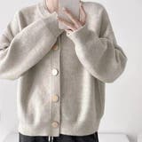 杢グレー | ルーズなスリーブと大きめのボタンが大人こなれ感を演出するニットカーディガン | maison de LATIR