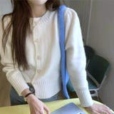 ホワイト | 大人可愛いハート型ボタンがアクセントショート丈ルーズニットカーディガン | maison de LATIR