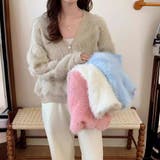 ベージュ | ゆったりシルエットのVネックカーディガン カーディガン 厚めカーディガン | maison de LATIR