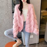 ピンク | ゆったりシルエットのVネックカーディガン カーディガン 厚めカーディガン | maison de LATIR