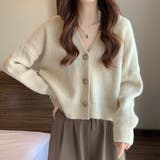 エクリュ | 鮮やかな色合いが春コーデを明るくしてくれるVネックニットカーディガン ボタン調整… | maison de LATIR