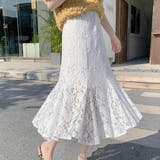 ホワイト | 女性らしい総レースが目を引くスカート ミドル丈 綺麗め | maison de LATIR