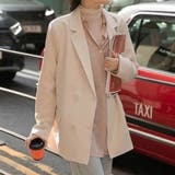 ベージュ | ゆったりシルエットが可愛いテーラードジャケット ダブルブレスト カジュアル | maison de LATIR